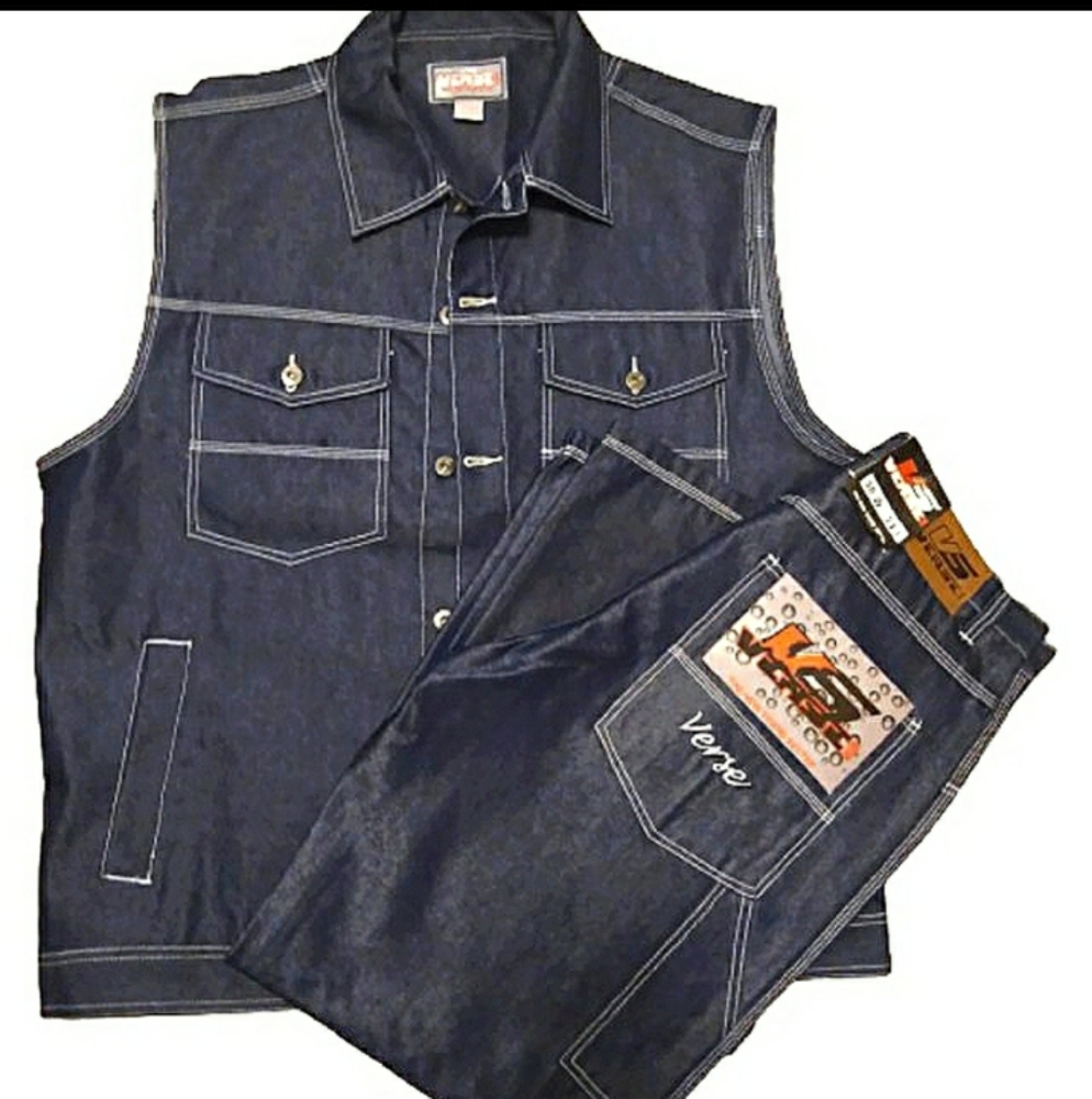 NWT! Vintage 2pc. Carpenter Jean Set and  Jacket, Y2k DEADSTOCK Size: 38x33